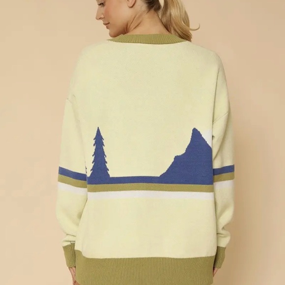 New nwt miss sparkling landscape mountain cardigan sweater M L ADORABLE - Picture 3 of 3